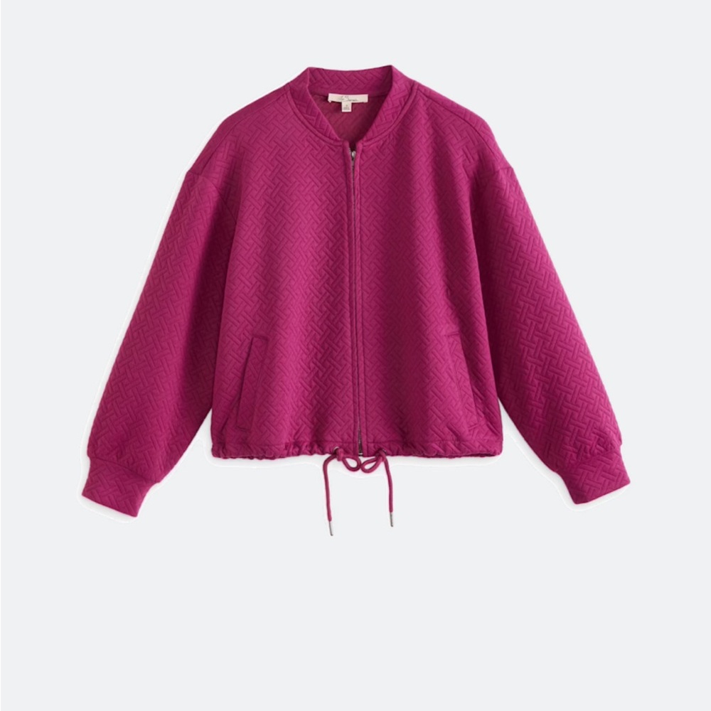 NWT Les Serein Women's Magenta Quilted Bomber Jacket. Size XL